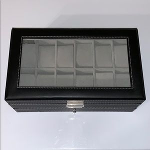 12 Slot Watch Box With Valet/Jewelry Drawer